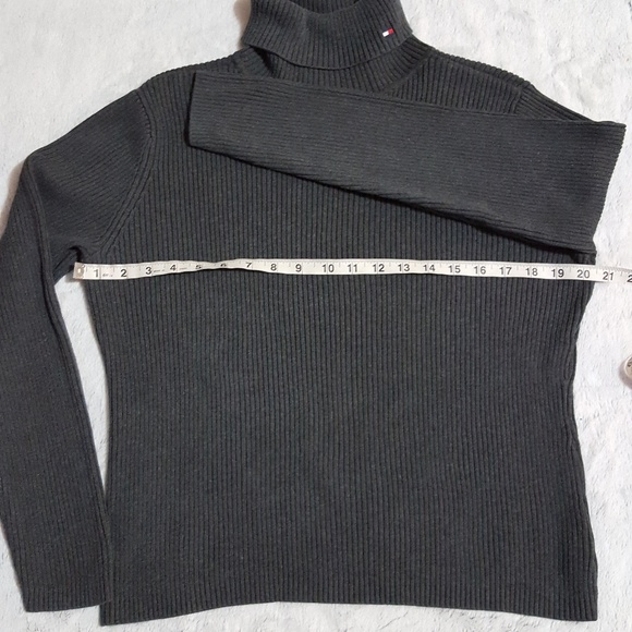 TOMMY HILFIGER VINTAGE TURTLE NECK LONG SLEEVE 100% COTTON DARK GRAY SWEATER XL - Picture 5 of 9